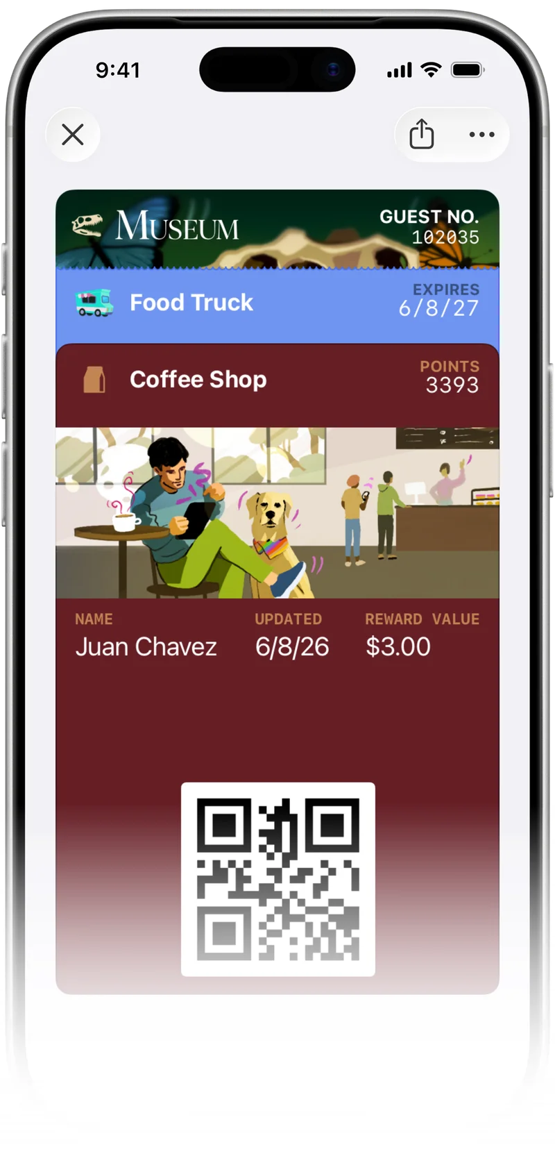 Loyalty cards in Apple Wallet — Museum, Food Truck, Coffee Shop