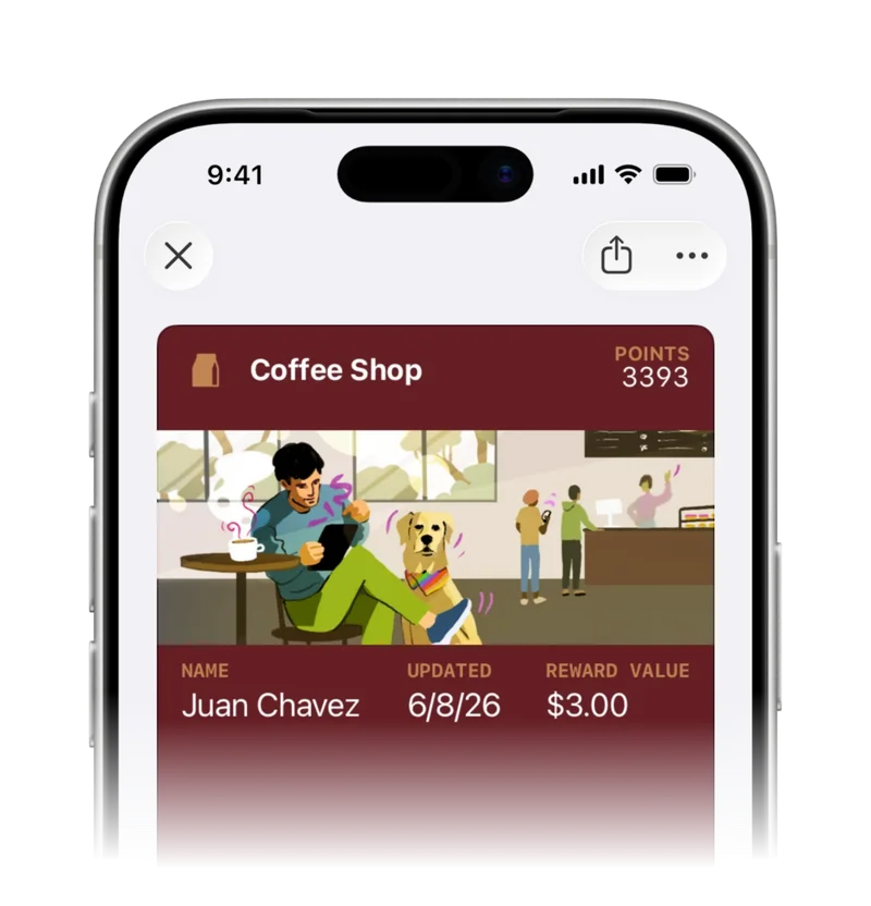 Coffee shop loyalty card in Apple Wallet