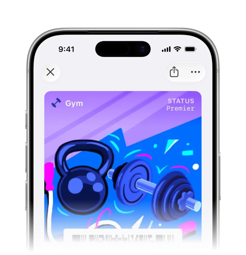 Gym membership card in Apple Wallet